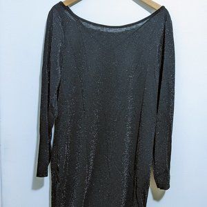 Black Sparkle Long Sleeve Bodycon Dress Women's XL